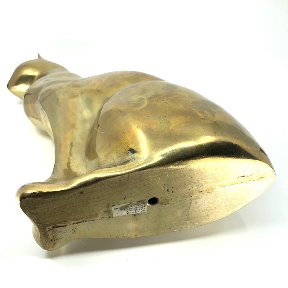 SOLD 60s Solid Brass Cat Statue Mid Century Modern - Picture 7 of 13